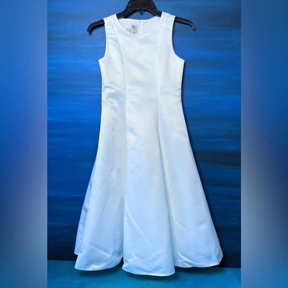 Satin Confirmation White Cinderella Junior Bridesmaid Princess Flower Girl Dress